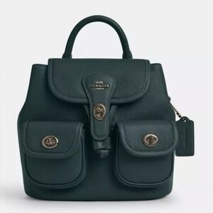 NWT Coach Hadley Small Backpack Bag Teal Dtawstring w Gunmetal Turnlock CBH09